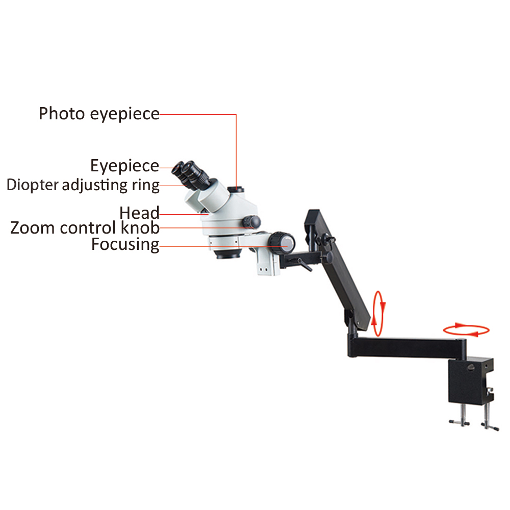 Flexible Arm Fixation Clamp Mi - Trinocular Stereo Microscope 7X-45X ulasan dan harga