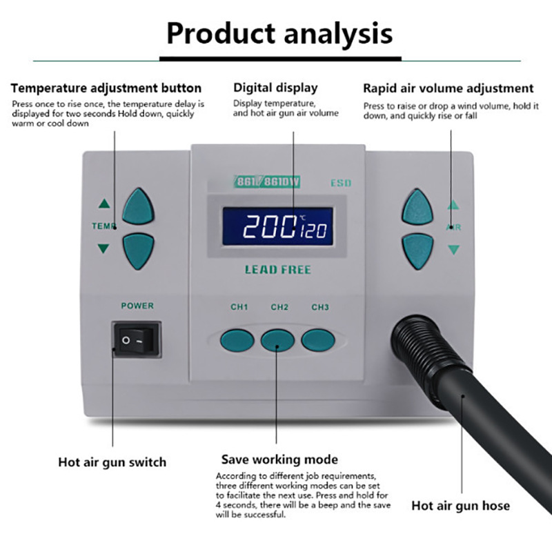 1000W220/110V 861DW HeatGun Le - Hot Air Rework Station 861Dw ulasan dan harga