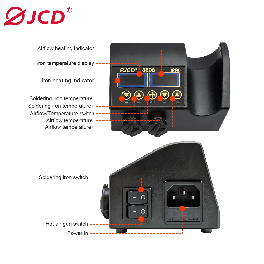 JCD 8898 750W Soldering Statio - 2 In 1 Soldering Rework Station 750W ulasan dan harga