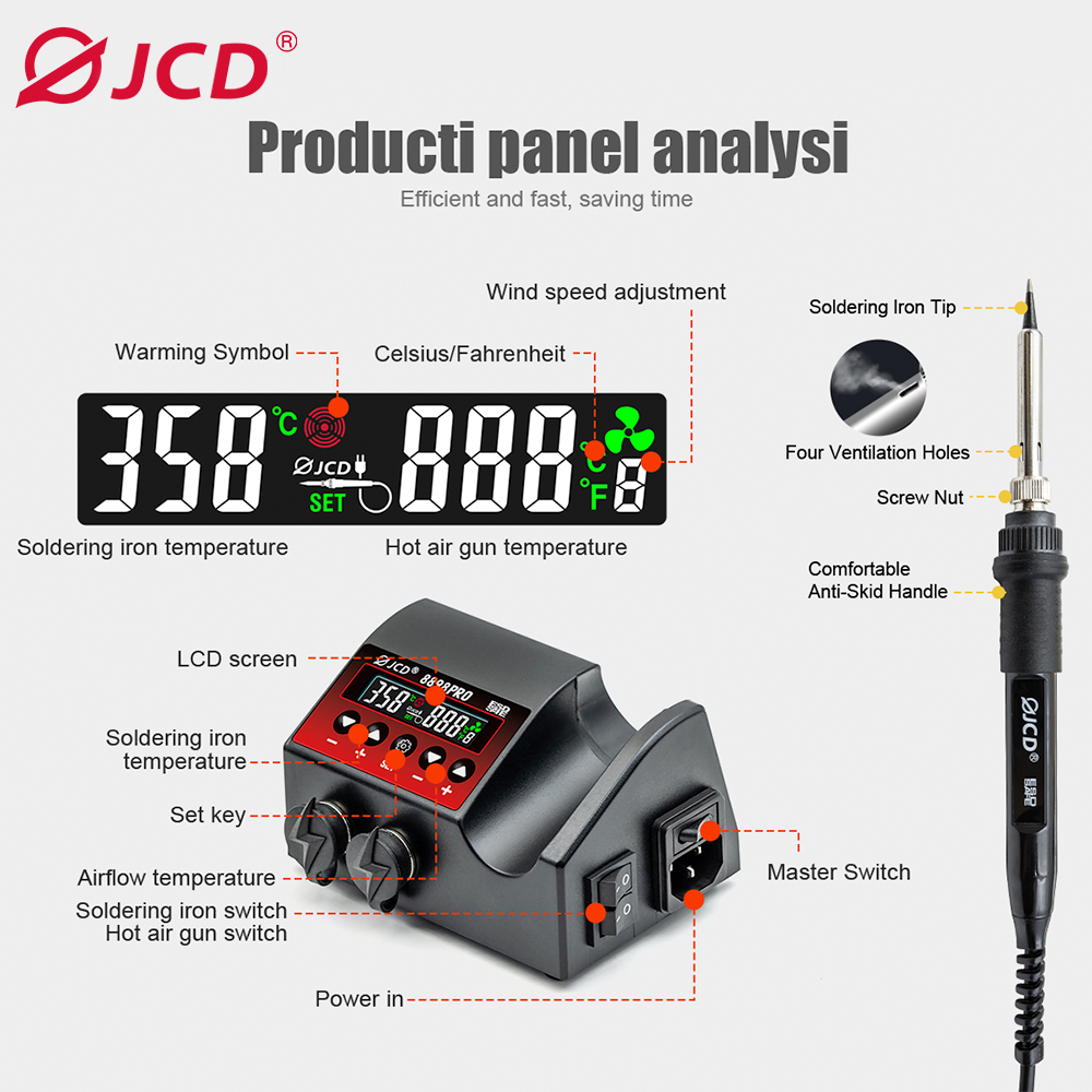 JCD 8898Pro 2 in 1 Soldering S - 2 In 1 Soldering Rework Station 750W ulasan dan harga