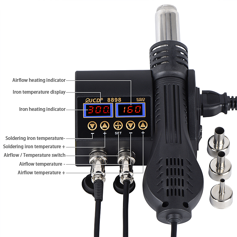 JCD 2 in 1 750W Soldering Stat - 2 In 1 Soldering Rework Station 750W ulasan dan harga